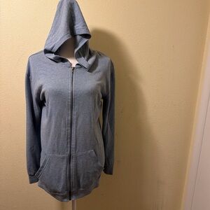 Casual Blue Zip-Up Hoodie for Women